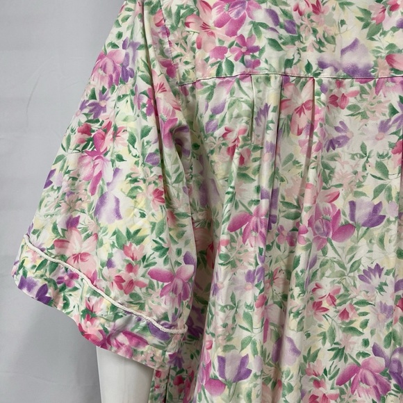 Vintage Carlton Hall Neiman Nightgown Women Large White Pink Floral Maxi Cotton - Picture 10 of 11